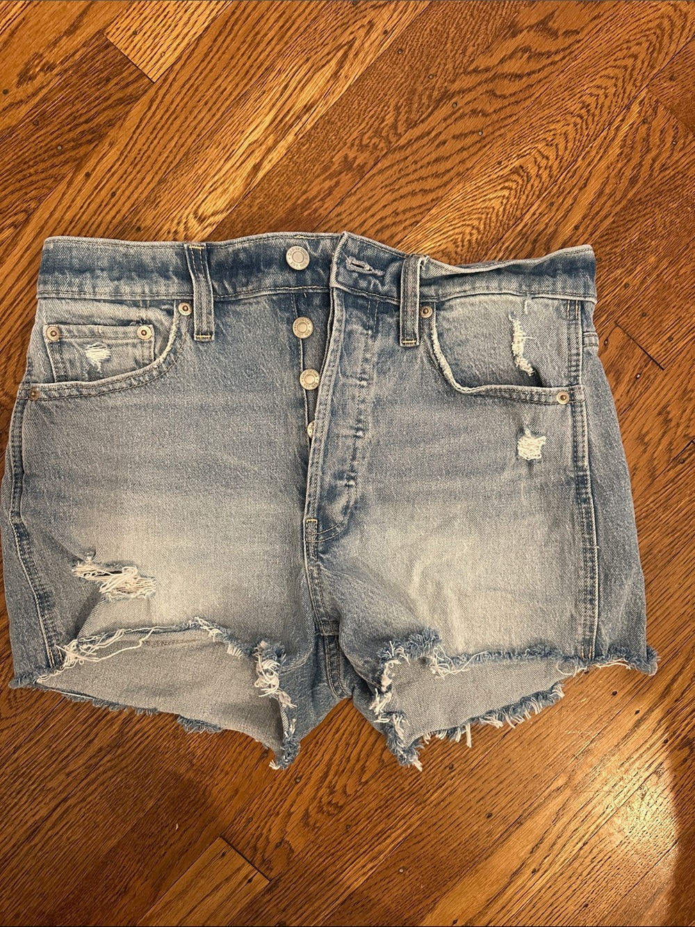 GAP Distressed Light Blue Denim Cutoff Shorts